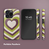 Selencia Vivid Tough Back Cover MagSafe für das iPhone 15 Pro - Double Hearts Plum Fern