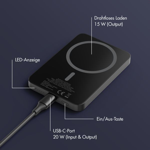 Accezz Kevlar Powerbank 5.000 mAh - MagSafe und Qi2 - Schwarz