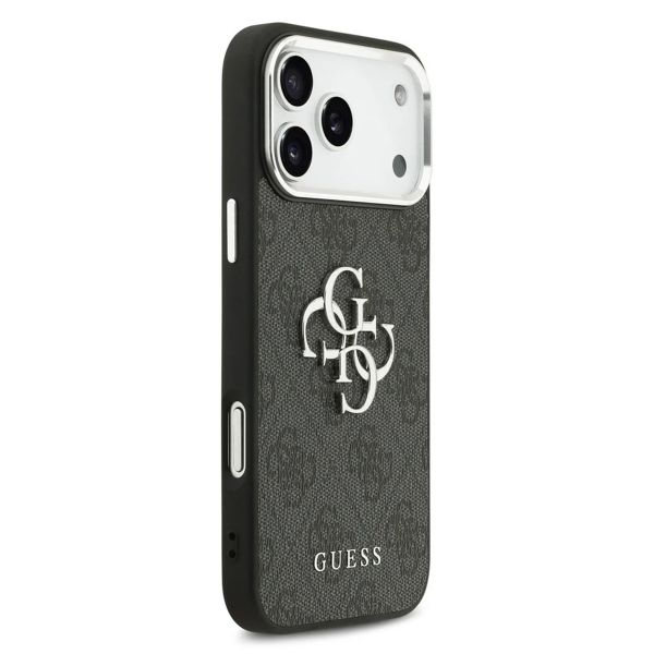 Guess 4G Metal Logo Back Cover Apple iPhone 17 Pro - Silver Edge - Black