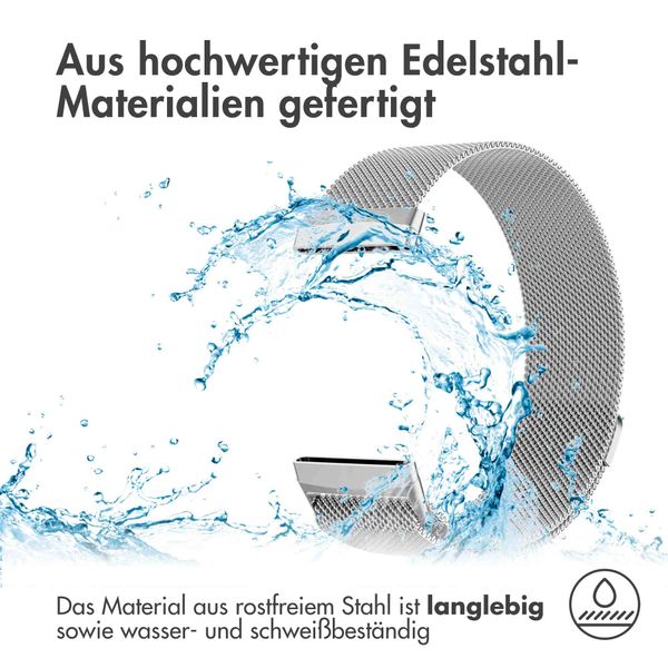 imoshion Mailändische Magnetarmband für das Fitbit Versa 3 - Größe S - Silber