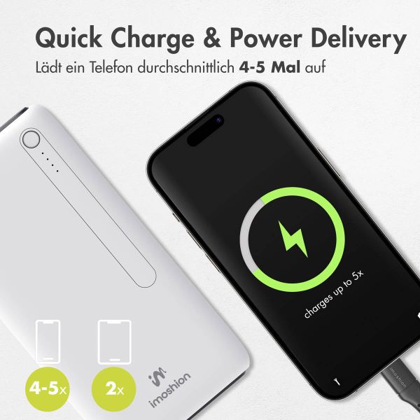 imoshion Powerbank - 27.000 mAh - Schnelles Aufladen und Power Delivery - Weiß