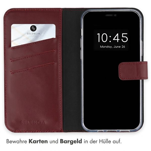Selencia Echtleder Klapphülle Apple iPhone 14 - Burgundy