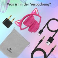 imoshion Kabellose Kinderkopfhörer LED Light Cat Ear - Dezibelbegrenzer - Mit AUX-Kabel - Hot Pink