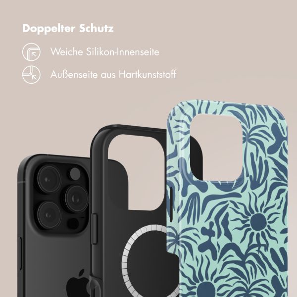 Selencia Vivid Tough Back Cover mit MagSafe für das iPhone 16 Pro - Tropical Vibes Light Blue