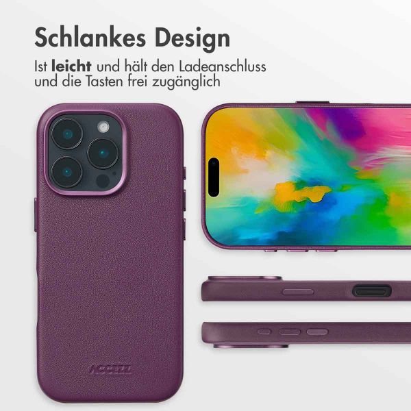 Accezz MagSafe Leather Backcover für das iPhone 16 Pro - Heath Purple