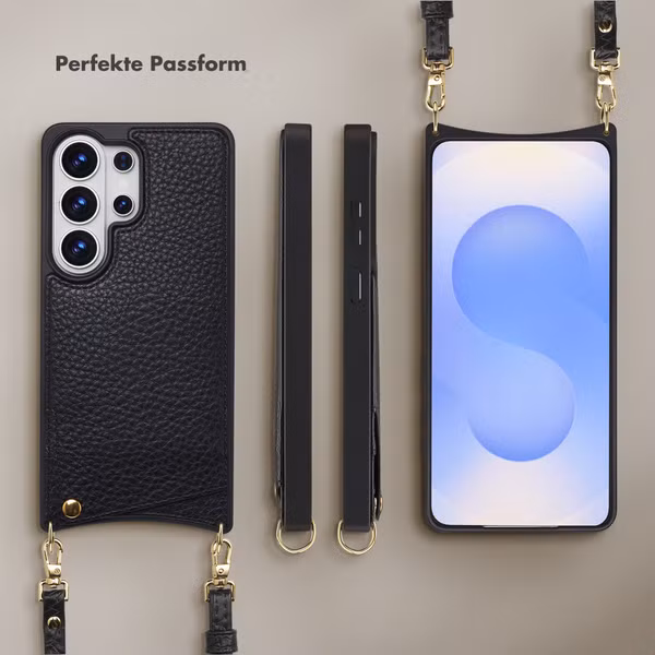 Selencia Nova HandyHülle mit Kordel und Kartenhalter Samsung Galaxy S26 Ultra - Schwarz