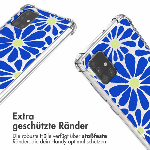 imoshion Design Hülle mit Band Samsung Galaxy A51 - Cobalt Blue Flowers Connect