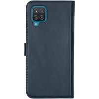 Selencia Echtleder Klapphülle Samsung Galaxy A12 - Blau