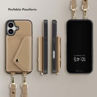 Selencia Sera Kordel-Hulle mit Kartenhalter-Umschlag für das iPhone 16 - Beige