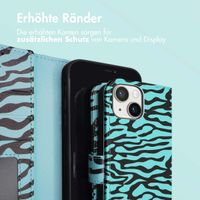 imoshion Design Klapphülle für das iPhone 14 - Black Blue Stripes