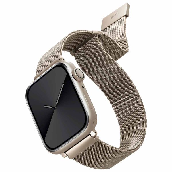 Uniq Dante Mesh Milanese Stahlarmband für die Apple Watch Series 1 bis 10 / SE / Ultra (2) (44/45/46/49 mm) - Starlight