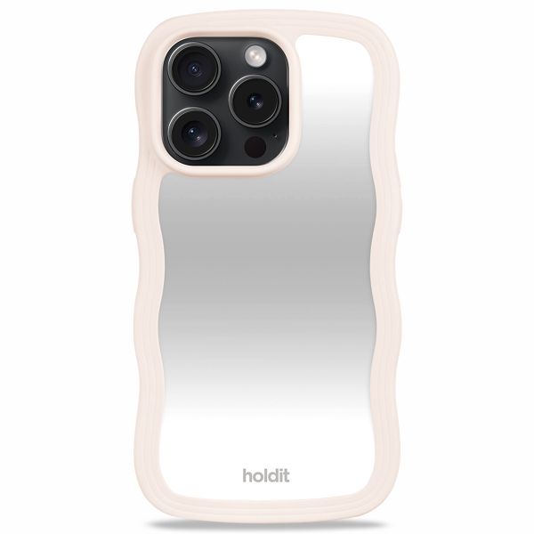 Holdit Wavy Case für das iPhone 15 Pro - Light Beige / Mirror