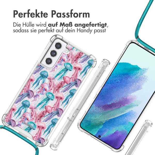 imoshion Design Hülle mit Band Samsung Galaxy S21 FE - Jellyfish Watercolor