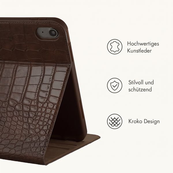 Selencia Croco Klaphülle Apple iPad Air 11 Zoll (2026) M4 / (2025) M3 / (2024) M2 / Air 5 (2022) / Air 4 (2020) - Choco Brown