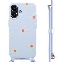 imoshion Silikonhülle design mit Band für das Apple iPhone 16 - Lila Flower Distance