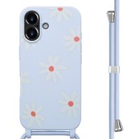 imoshion Silikonhülle design mit Band für das iPhone 16 - Lila Flower Distance