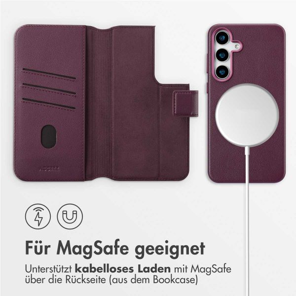 Accezz 2-in-1 Klapphülle aus Leder mit MagSafe für das Samsung Galaxy S25 Plus - Heath Purple