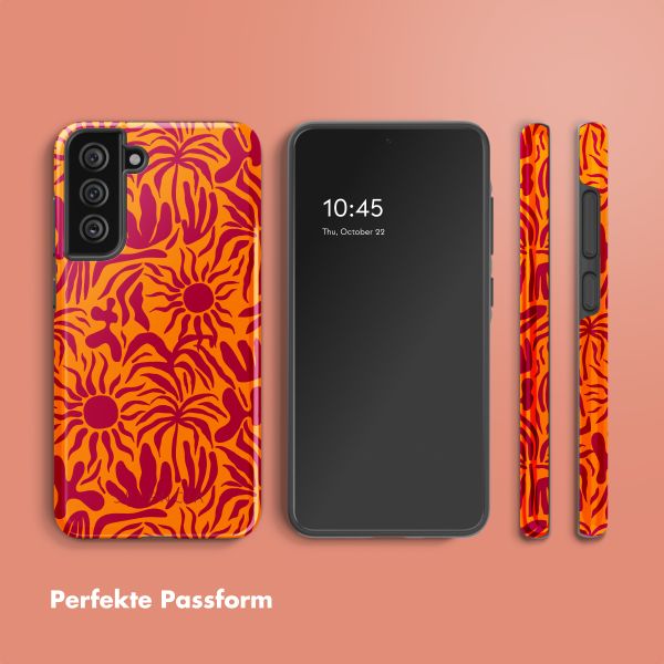 Selencia Vivid Tough Back Cover für das Samsung Galaxy S21 FE - Tropical Vibes Apricot