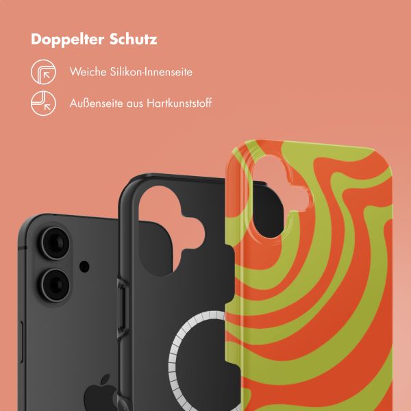 Selencia Vivid Rückabdeckung mit MagSafe iPhone 16 - Wavy Swirl Orange Fern