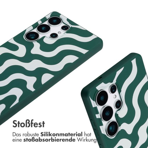 imoshion Silikonhülle design mit Band für das Samsung Galaxy S25 Ultra - Petrol Green Groovy