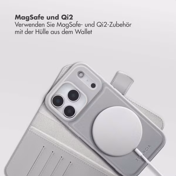 Selencia Olyn Abnehmbare Bookcase mit MagSafe Apple iPhone 17 Pro - Grau