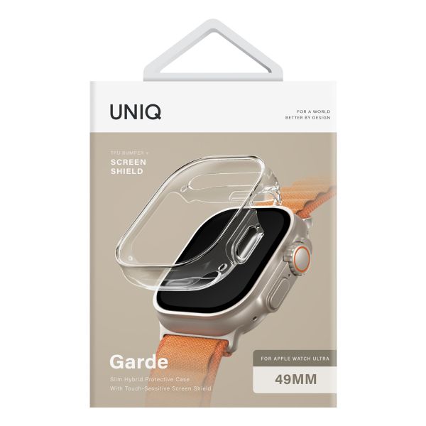 Uniq Garde Hybrid Apple Watch Hülle mit Displayschutz für die Apple Watch Ultra (2) - 49 mm - Dove (Clear)