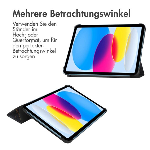 imoshion Design Trifold Klapphülle für das iPad 11 (2025) 11 Zoll / iPad 10 (2022) 10.9 Zoll - Black Marble