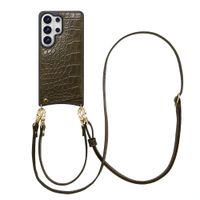 Selencia Nova Croco HandyHülle mit Kordel und Kartenhalter Samsung Galaxy S26 Ultra - Dark Olive