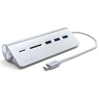 Satechi Aluminium-USB-Desktop-Hub | USB-C auf 3x USB-A und (Micro)SD-Kartenleser - Silber