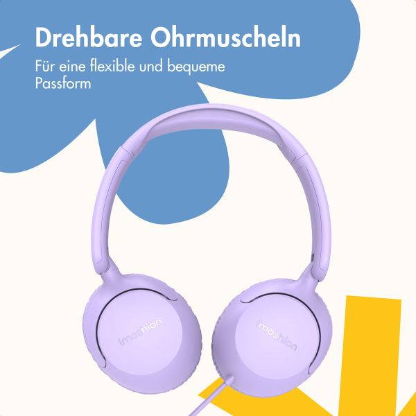 imoshion Kinderkopfhörer mit AUX-Kabel - Dezibelbegrenzer - Lavender Lilac
