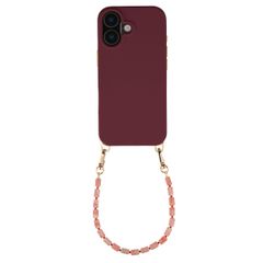 Selencia Rivièra MagSafe Backcover mit abnehmbaren Haken für das Apple iPhone 17 - Bold Burgundy + Sorbet Pop Handykette - Pink