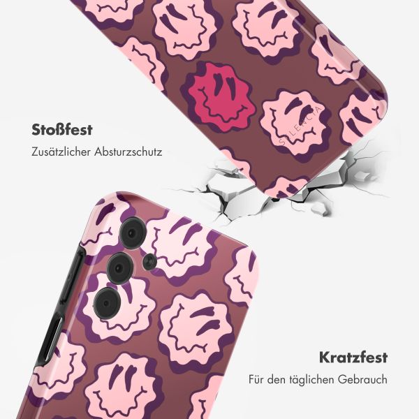 Selencia Vivid Back Cover Samsung Galaxy A15 (5G) - Wavy Smiley Pink