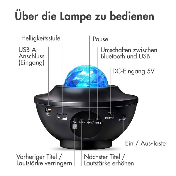 imoshion Sternprojektor - Sternenhimmel - 10 Lichtmodi - Schwarz