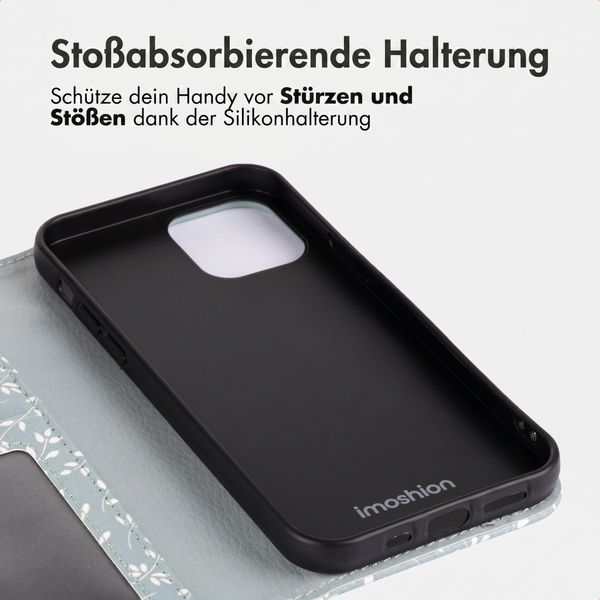 imoshion Design Klapphülle Apple iPhone 15 - Smoke Green Flowers
