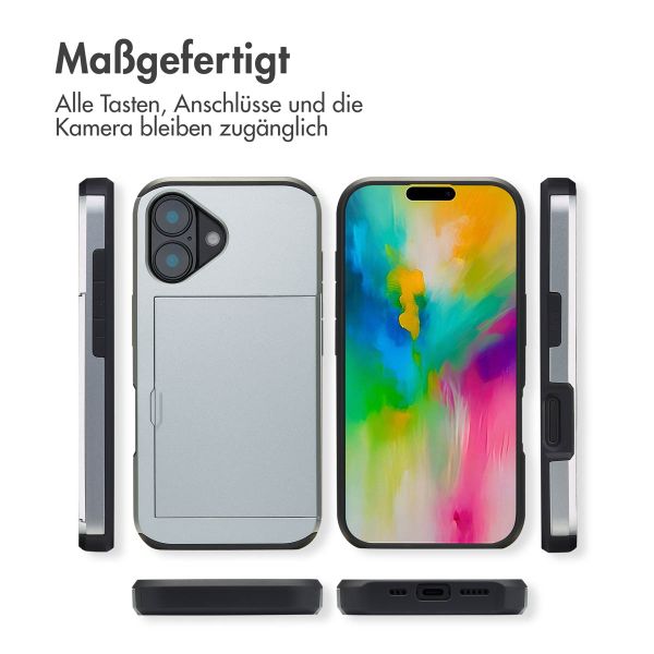 imoshion Backcover mit Kartenfach Apple iPhone 16 - Grau