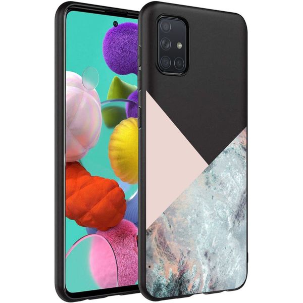 imoshion Design Hülle Samsung Galaxy A71 - Marmor - Rosa / Schwarz