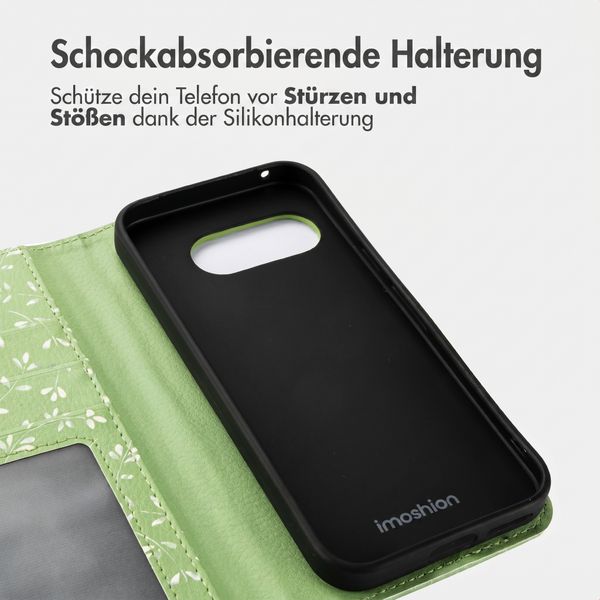 imoshion Design Klapphülle Google Pixel 9A - Green Flowers