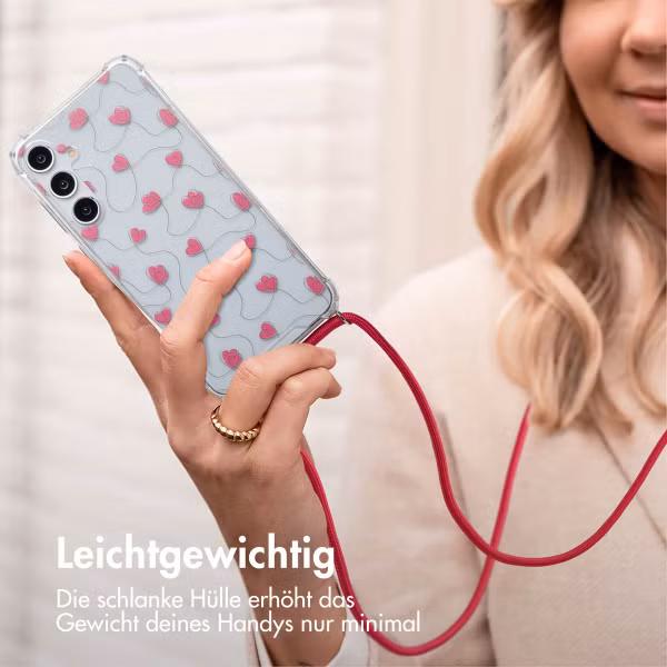 imoshion Design Hülle mit Band Samsung Galaxy A55 - Dusty Rose Connected Hearts