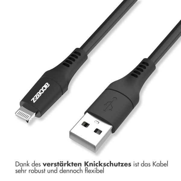 Accezz MFI-zertifiziertes Lightning- auf USB-Kabel - 1 m - Schwarz