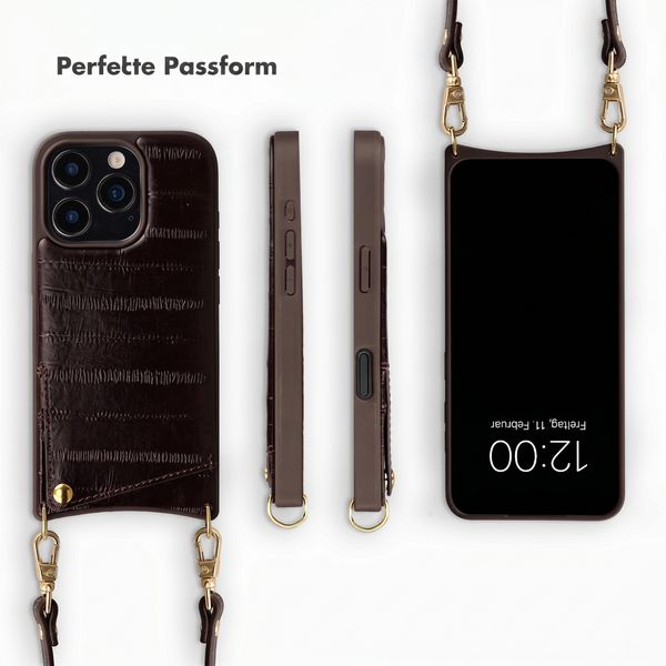 Selencia Nova Echtleder Backcover mit Kartenhalter Apple iPhone 16 Pro - Dark Chocolate