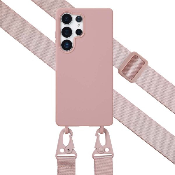 Selencia Silikonhülle design mit Band für das Samsung Galaxy S25 Ultra - Sand Pink