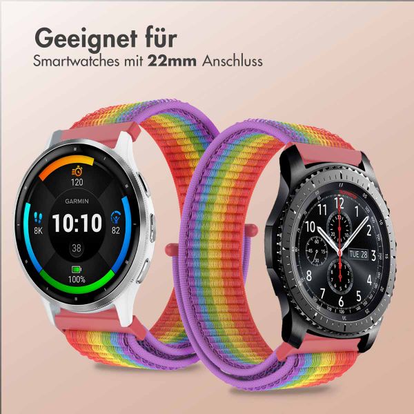 imoshion Nylonband mit Klettverschluss - Universelle 22 mm Anschluss - Regenbogen