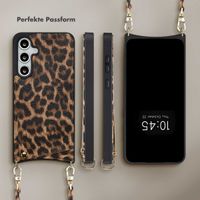 Selencia Nova HandyHülle mit Kordel und Kartenhalter Samsung Galaxy S24 FE - Leopard