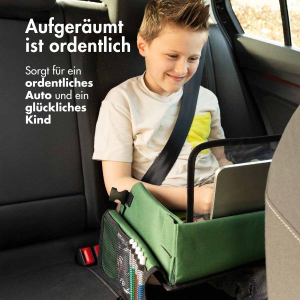 imoshion Reisetisch - Tablethalter Auto - 7 Aufbewahrungsfächer - Inklusive 2 Malvorlagen - Grün