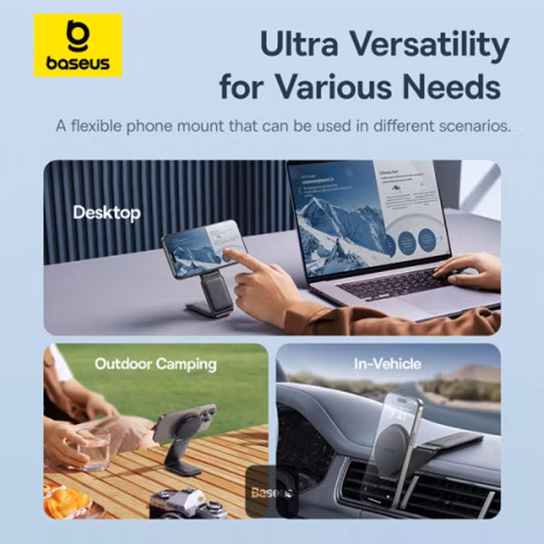 Baseus PrimeTrip Series C02 Mega Handyhalterung Auto - Magnetisch und MagSafe/Qi2 - Kabelloses Laden - Selbstklebend - Schwarz