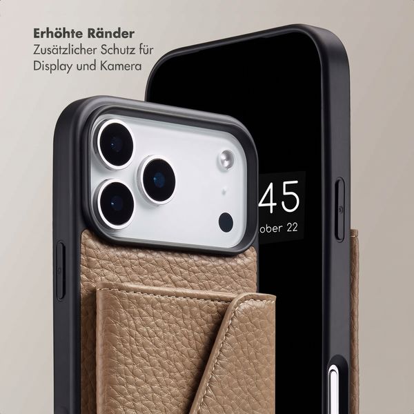 Selencia Sera HandyHülle mit Kordel und Umschlag-Kartenhalter Apple iPhone 18 Pro / 17 Pro - Taupe