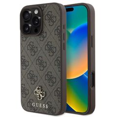 Guess 4G Metal Logo Back Cover MagSafe Apple iPhone 16 Pro - Braun
