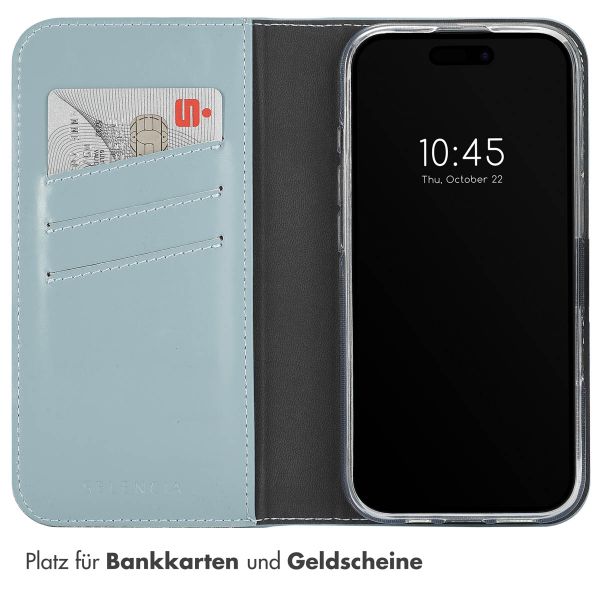 Selencia Echtleder Klapphülle Apple iPhone 16 Pro Max - Air Blue
