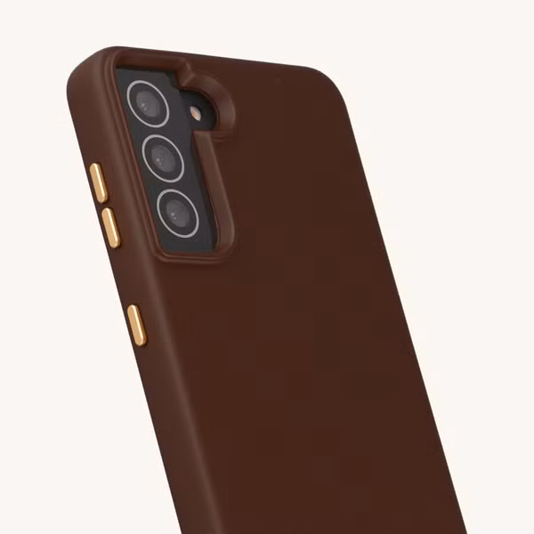 Selencia Rivièra Backcover mit MagSafe mit abnehmbaren Haken Samsung Galaxy S21 - Choco Brown