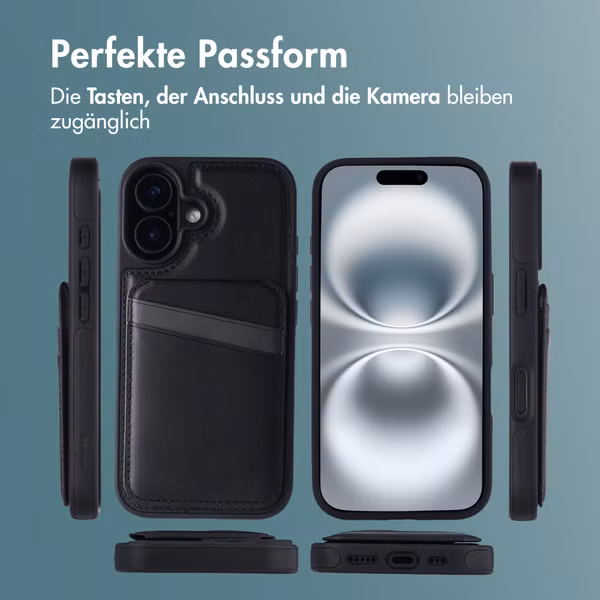 imoshion Backcover mit Kartenfach und Ständer Apple iPhone 16 - Schwarz